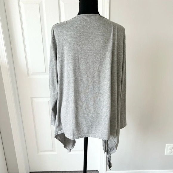 Zanzea Grey Fringe Lightweight Stretchy Cape Cardigan - Picture 4 of 12